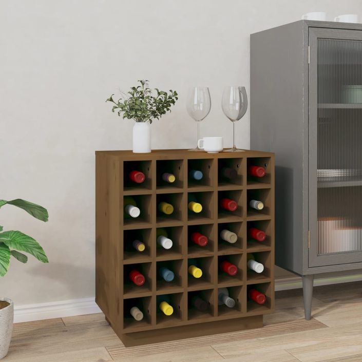 Armoire à vin Marron miel 55,5x34x61 cm Bois de pin massif - Photo n°1