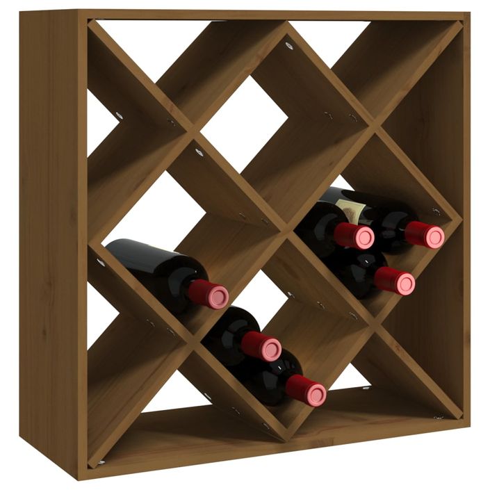 Armoire à vin Marron miel 62x25x62 cm Bois de pin massif - Photo n°4