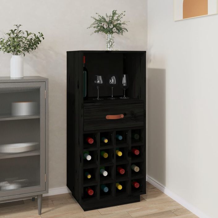 Armoire à vin Noir 45x34x100 cm Bois de pin massif - Photo n°1