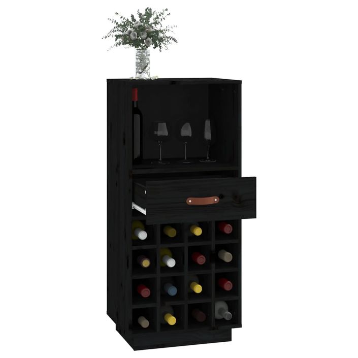 Armoire à vin Noir 45x34x100 cm Bois de pin massif - Photo n°4