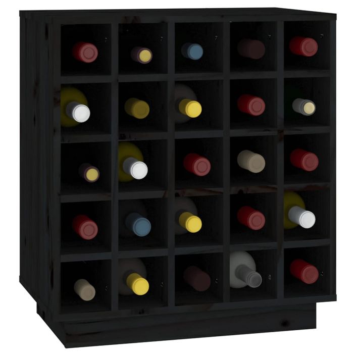 Armoire à vin Noir 55,5x34x61 cm Bois de pin massif - Photo n°4