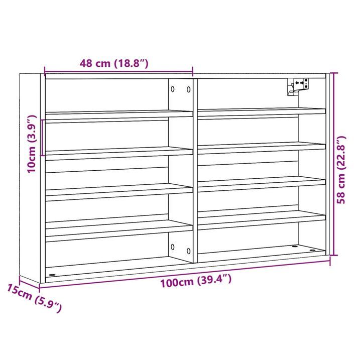 Armoire à vitrine blanc 100x15x58 cm bois d'ingénierie - Photo n°10