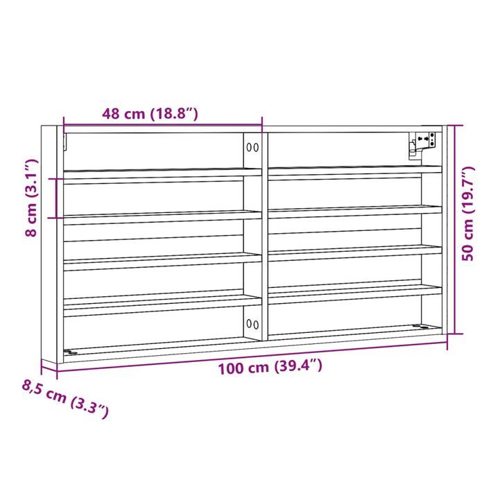 Armoire à vitrine blanc 100x8,5x50 cm bois d'ingénierie - Photo n°10