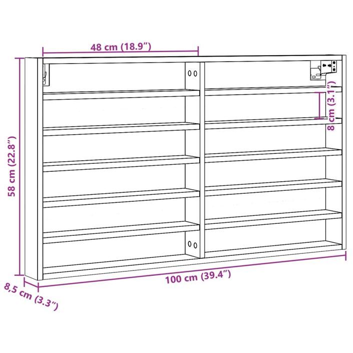 Armoire à vitrine blanc 100x8,5x58 cm bois d'ingénierie - Photo n°10