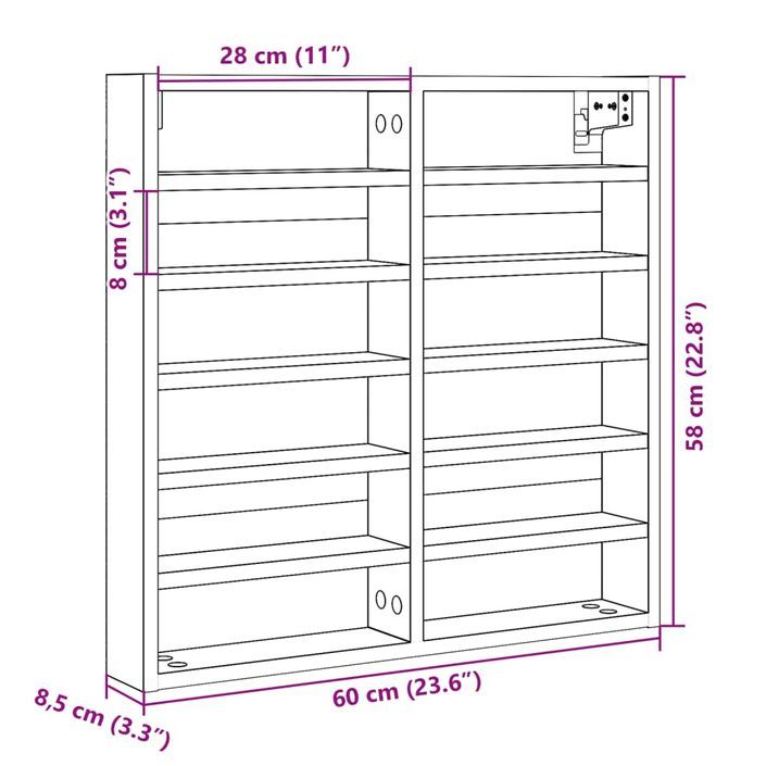 Armoire à vitrine blanc 60x8,5x58 cm bois d'ingénierie - Photo n°10