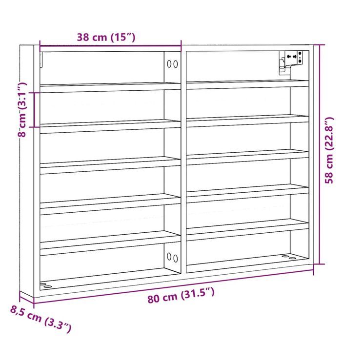 Armoire à vitrine blanc 80x8,5x58 cm bois d'ingénierie - Photo n°10