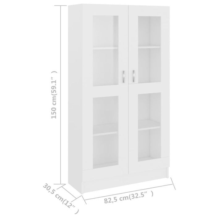 Armoire à vitrine Blanc 82,5x30,5x150 cm - Photo n°8