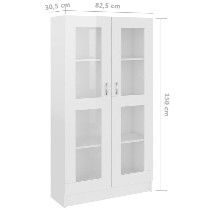 Armoire à vitrine Blanc brillant 82,5x30,5x150 cm - Photo n°8