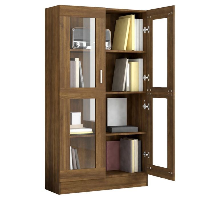 Armoire à vitrine Chêne brun 82,5x30,5x150 cm Bois d'ingénierie - Photo n°7