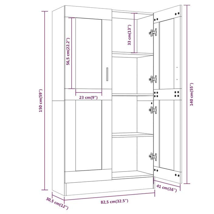 Armoire à vitrine Chêne brun 82,5x30,5x150 cm Bois d'ingénierie - Photo n°8