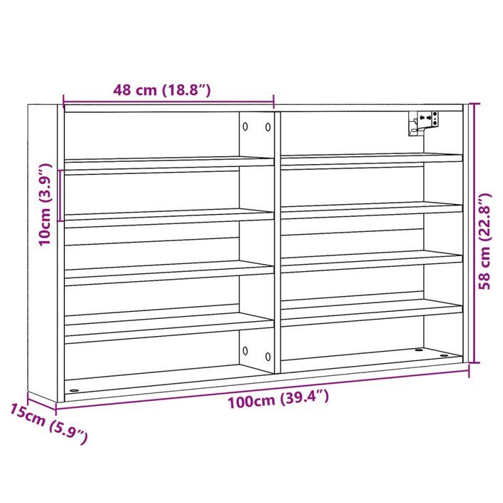 Armoire à vitrine chêne marron 100x15x58 cm bois d'ingénierie - Photo n°10