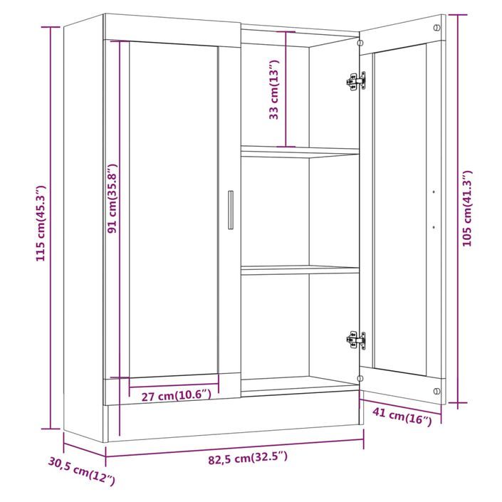 Armoire à vitrine Chêne marron 82,5x30,5x115cmBois d'ingénierie - Photo n°8