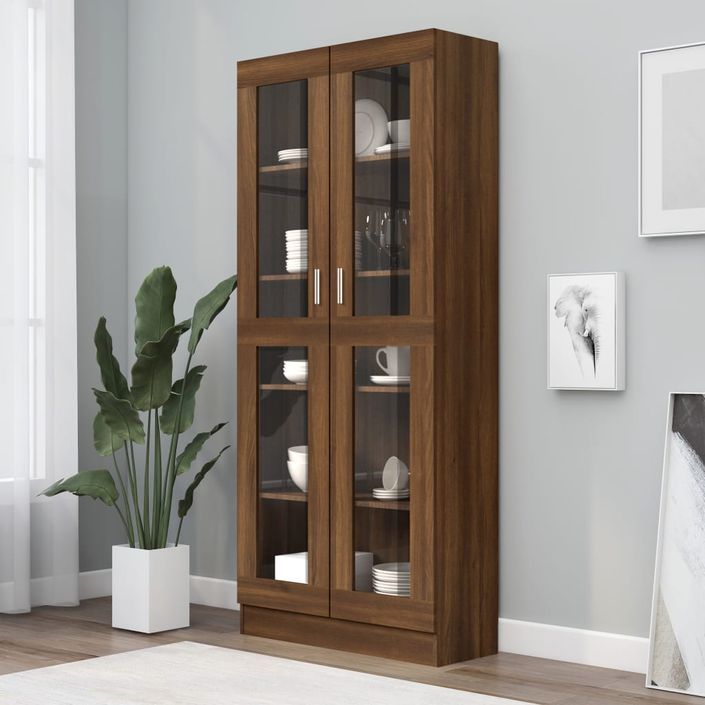 Armoire à vitrine Chêne marron 82,5x30,5x185,5cmBois ingénierie - Photo n°1