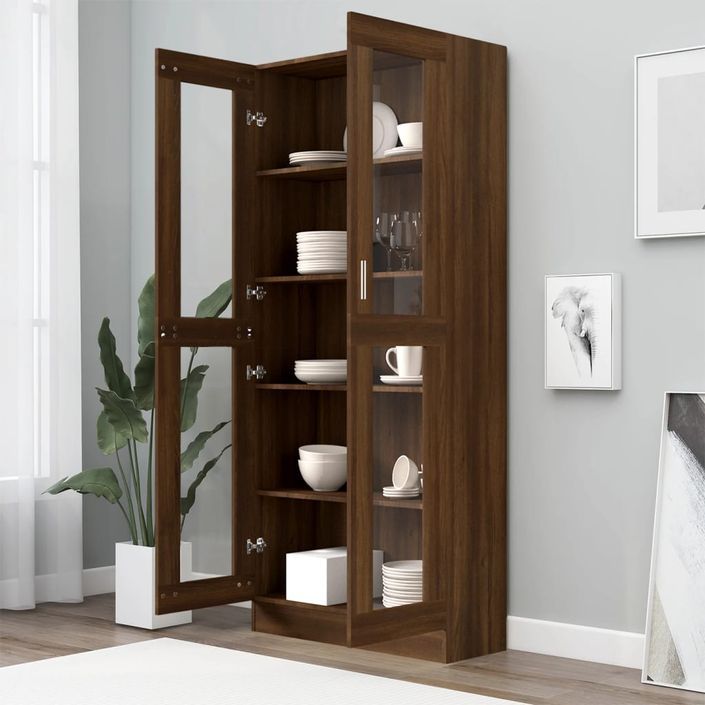 Armoire à vitrine Chêne marron 82,5x30,5x185,5cmBois ingénierie - Photo n°6