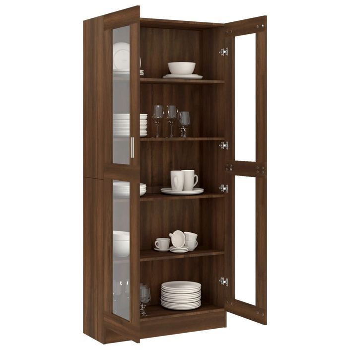 Armoire à vitrine Chêne marron 82,5x30,5x185,5cmBois ingénierie - Photo n°7