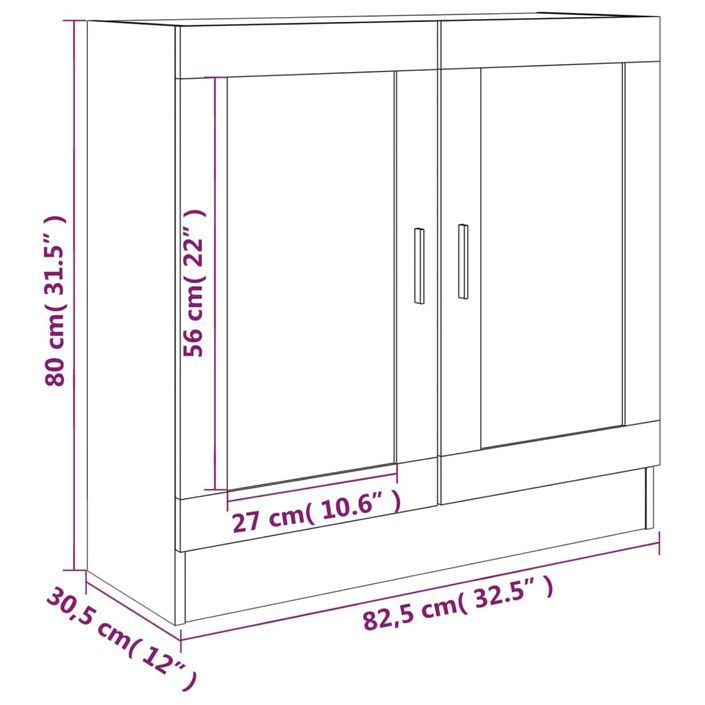 Armoire à vitrine Chêne marron 82,5x30,5x80cm Bois d'ingénierie - Photo n°9