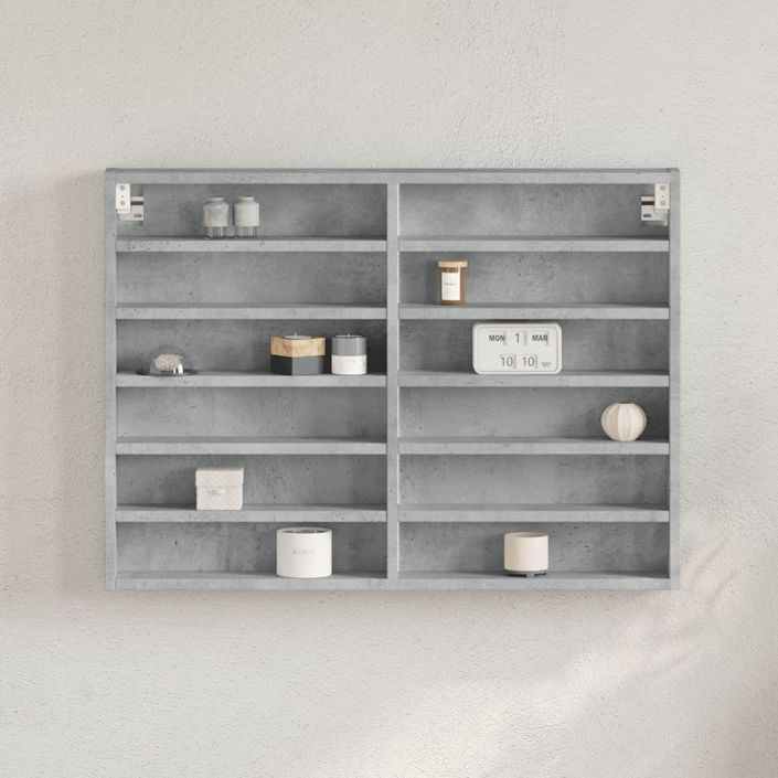 Armoire à vitrine gris béton 80x8,5x58 cm bois d'ingénierie - Photo n°1