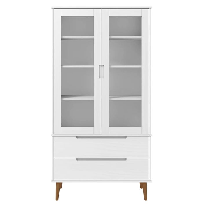 Armoire à vitrine MOLDE Blanc 90x35x175 cm Bois de pin massif - Photo n°4