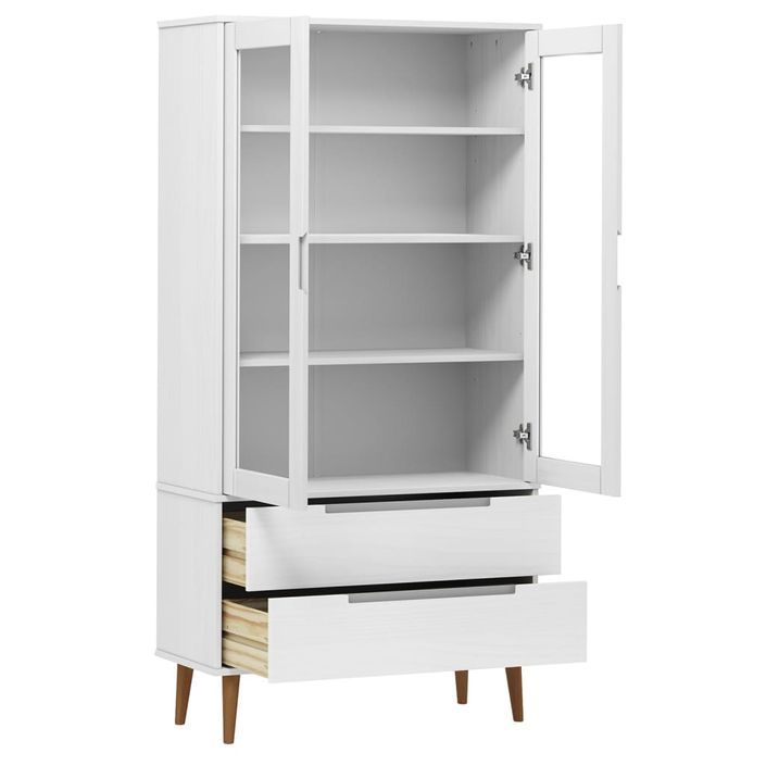 Armoire à vitrine MOLDE Blanc 90x35x175 cm Bois de pin massif - Photo n°5