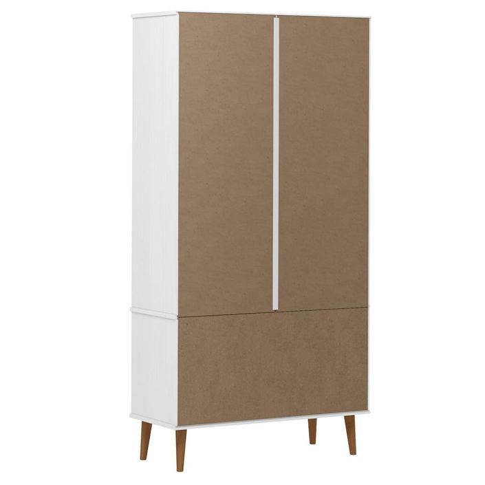 Armoire à vitrine MOLDE Blanc 90x35x175 cm Bois de pin massif - Photo n°7