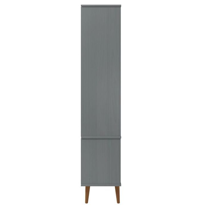 Armoire à vitrine MOLDE Gris 90x35x175 cm Bois de pin massif - Photo n°6