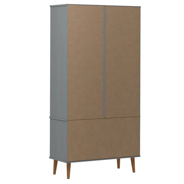 Armoire à vitrine MOLDE Gris 90x35x175 cm Bois de pin massif - Photo n°7