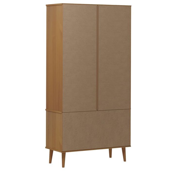 Armoire à vitrine MOLDE Marron 90x35x175 cm Bois de pin massif - Photo n°7