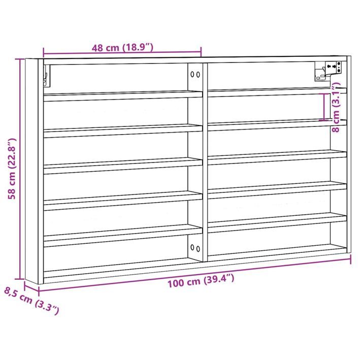 Armoire à vitrine noir 100x8,5x58 cm bois d'ingénierie - Photo n°10