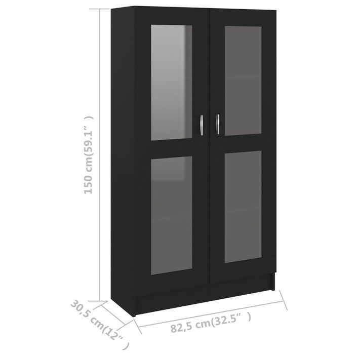 Armoire à vitrine Noir 82,5x30,5x150 cm - Photo n°8