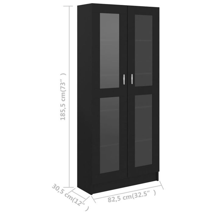 Armoire à vitrine Noir 82,5x30,5x185,5 cm - Photo n°8