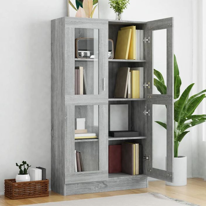 Armoire à vitrine Sonoma gris 82,5x30,5x150cm Bois d'ingénierie - Photo n°6