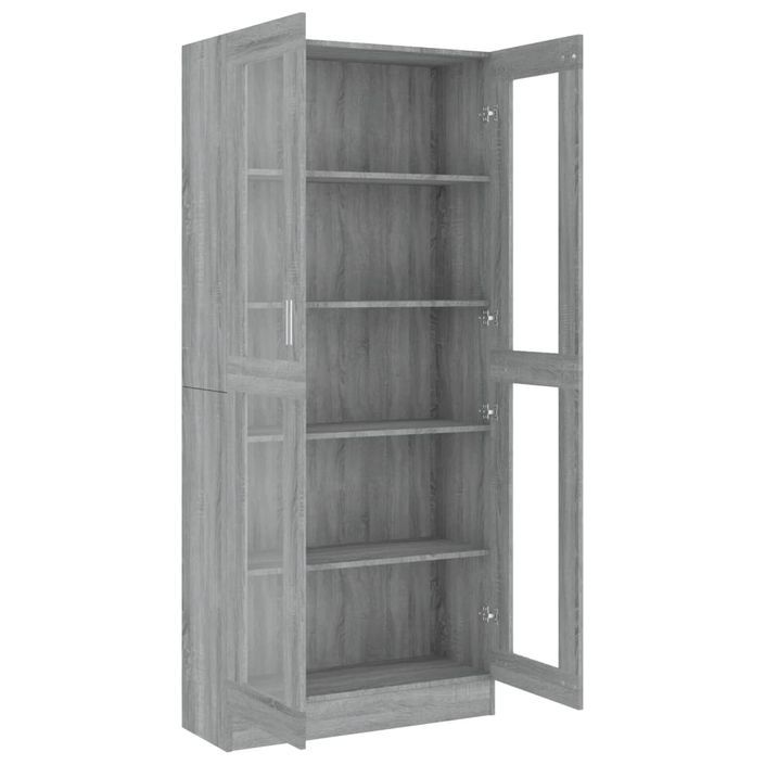 Armoire à vitrine Sonoma gris 82,5x30,5x185,5cm Bois ingénierie - Photo n°5