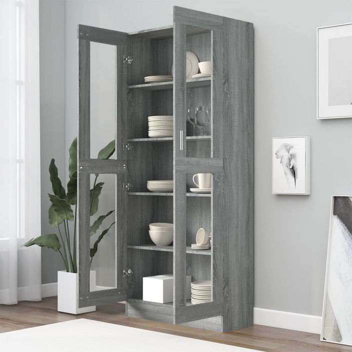 Armoire à vitrine Sonoma gris 82,5x30,5x185,5cm Bois ingénierie - Photo n°6