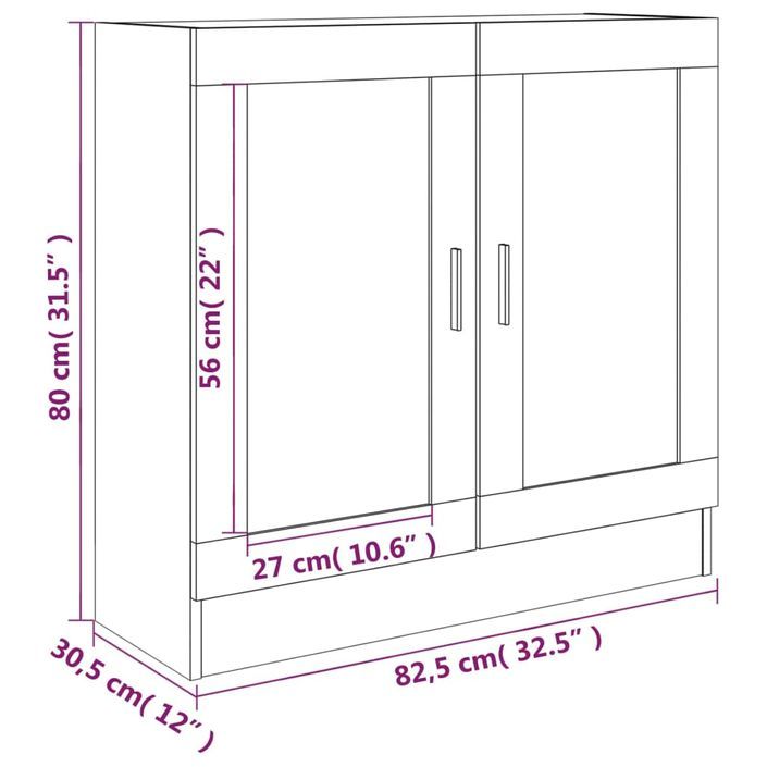 Armoire à vitrine Sonoma gris 82,5x30,5x80 cm Bois d'ingénierie - Photo n°9