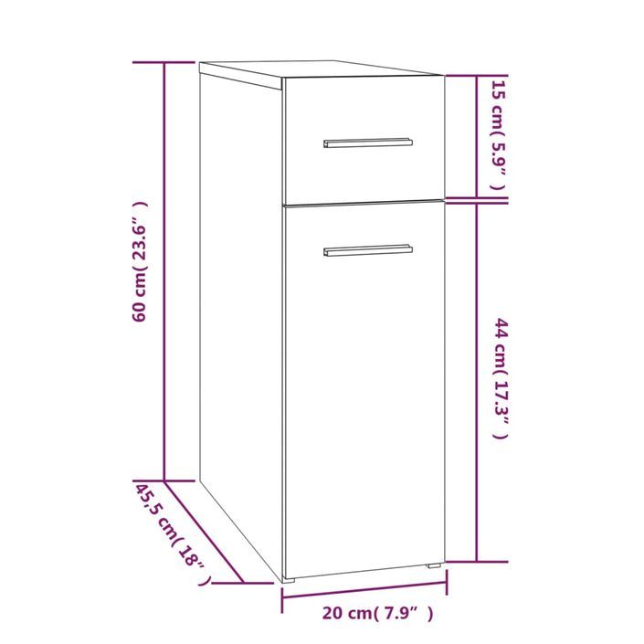 Armoire apothicaire Chêne marron 20x45,5x60cm Bois d'ingénierie - Photo n°7