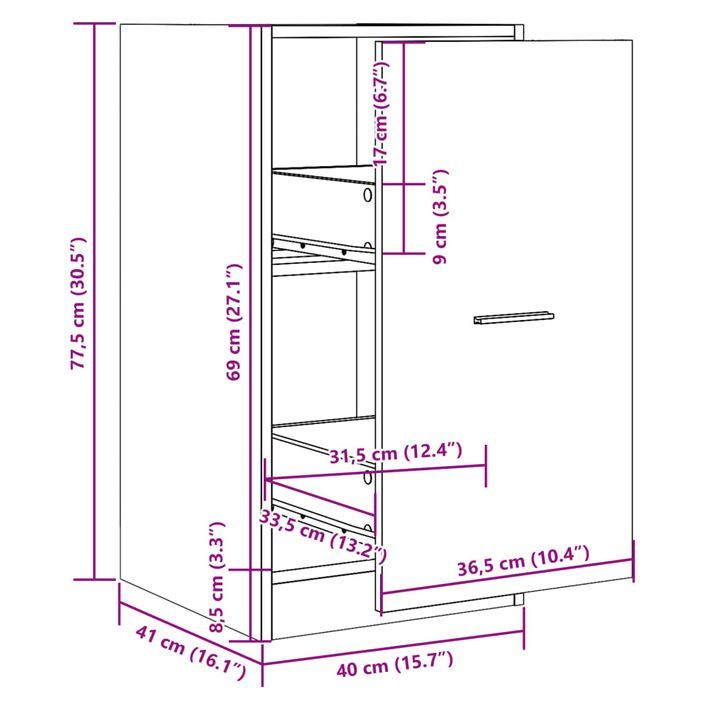 Armoire apothicaire sonoma gris 40x41x77,5 cm bois d'ingénierie - Photo n°10