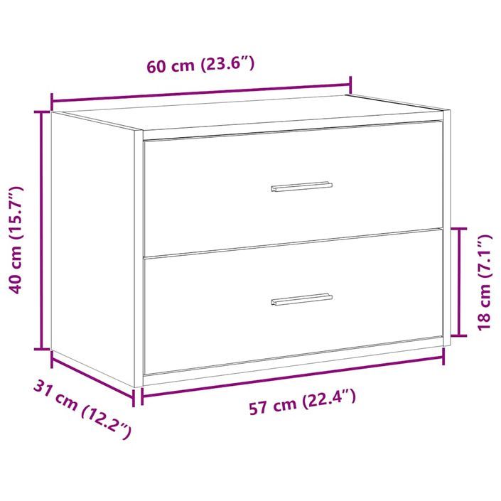 Armoire avec 2 tiroirs chêne artisanal bois d'ingénierie - Photo n°10