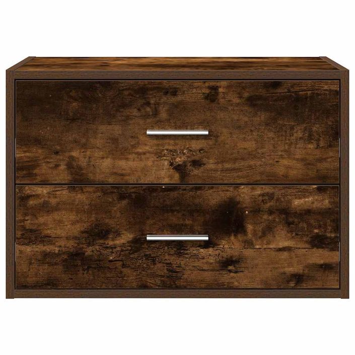 Armoire avec 2 tiroirs chêne fumé 60x31x40 cm bois d'ingénierie - Photo n°4