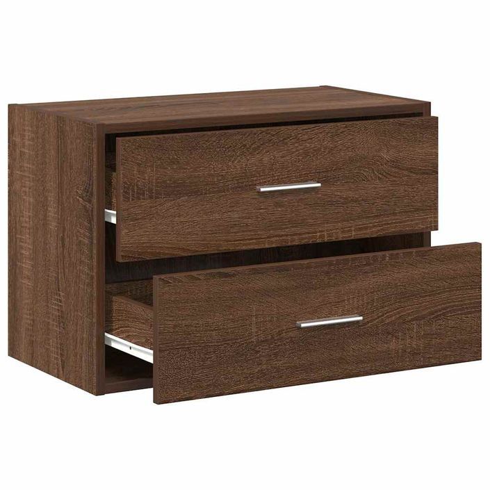 Armoire avec 2 tiroirs chêne marron 60x31x40 cm bois ingénierie - Photo n°5