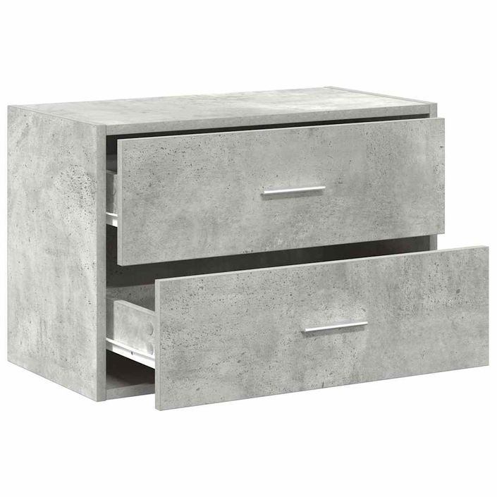 Armoire avec 2 tiroirs gris béton 60x31x40 cm bois d'ingénierie - Photo n°5