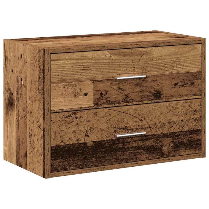 Armoire avec 2 tiroirs vieux bois 60x31x40 cm bois d'ingénierie - Photo n°2