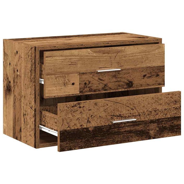 Armoire avec 2 tiroirs vieux bois 60x31x40 cm bois d'ingénierie - Photo n°5