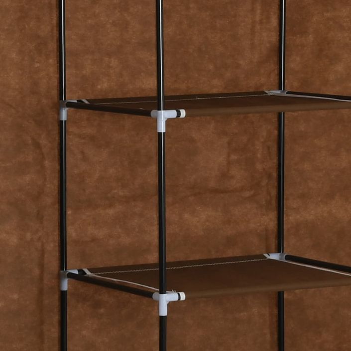 Armoire avec compartiments et barres Marron 150x45x175 cm Tissu - Photo n°2
