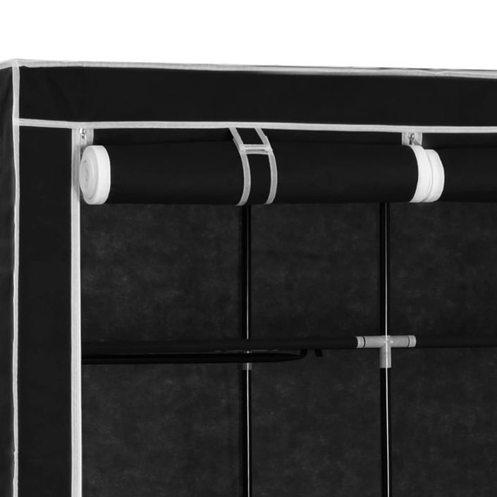 Armoire avec compartiments et barres Noir 150x45x175 cm Tissu - Photo n°7