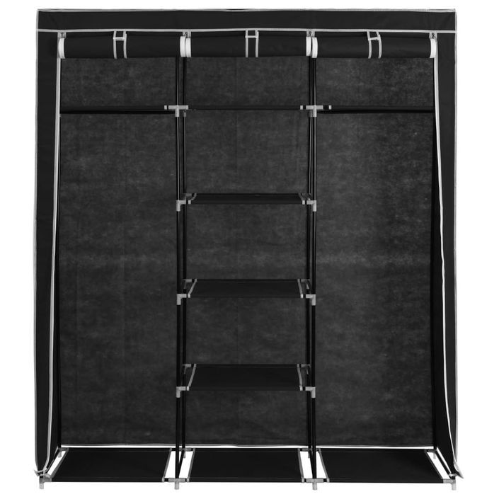 Armoire avec compartiments et barres Noir 150x45x175 cm Tissu - Photo n°8