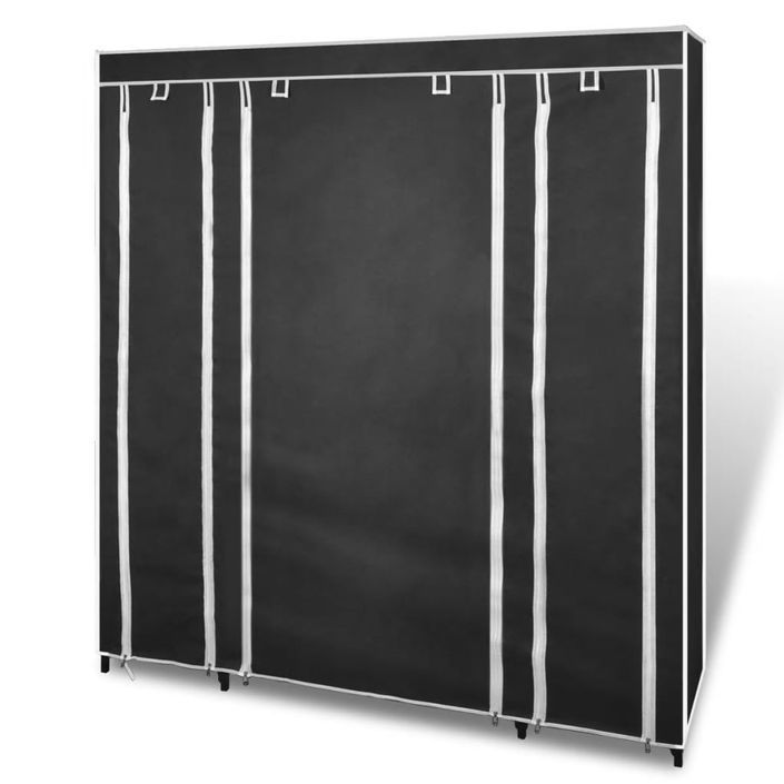 Armoire avec compartiments et tiges 45 x 150 x 176 cm Noir - Photo n°4