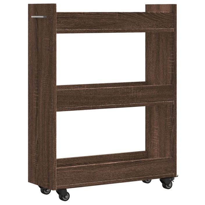 Armoire avec roues chêne marron 60x22x79 cm bois d'ingénierie - Photo n°7