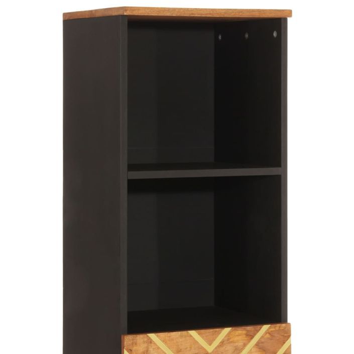 Armoire bain marron et noir 38x33,5x160 cm bois massif manguier - Photo n°8