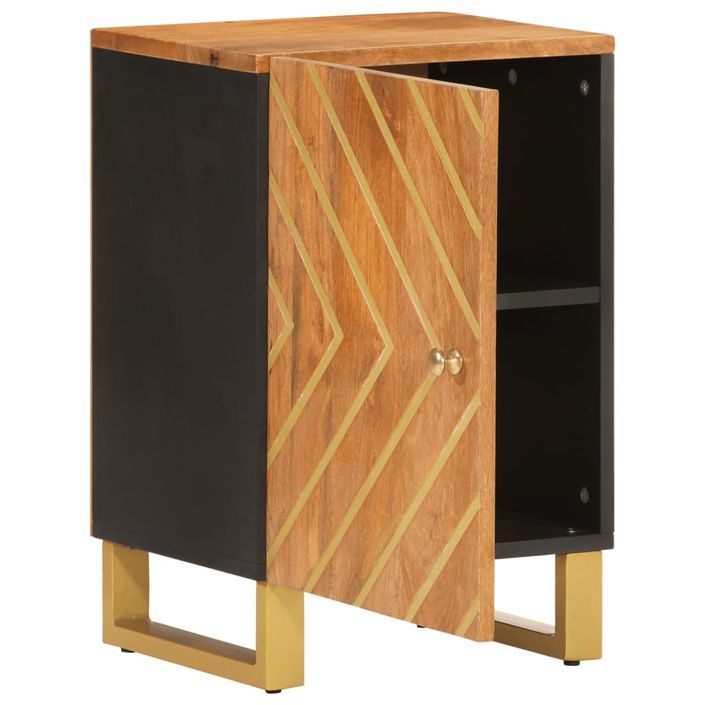 Armoire bain marron et noir 38x33,5x58 cm bois massif manguier - Photo n°3