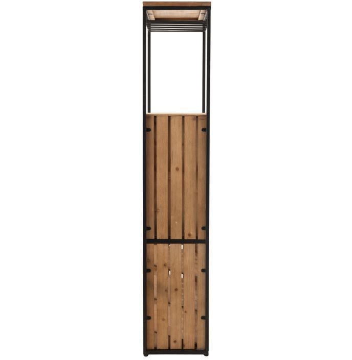 Armoire bar bois massif foncé et pieds métal noir Corai L 60 cm - Photo n°5
